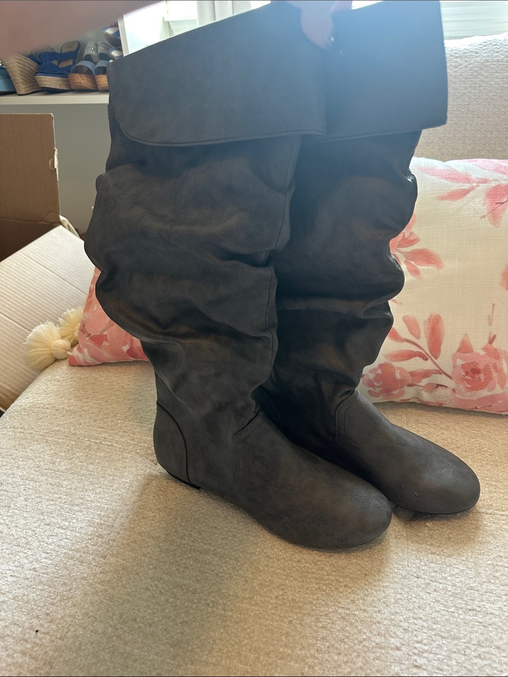 LOWER EAST SIDE Dark Brown Over-the-Knee Slouch Boots